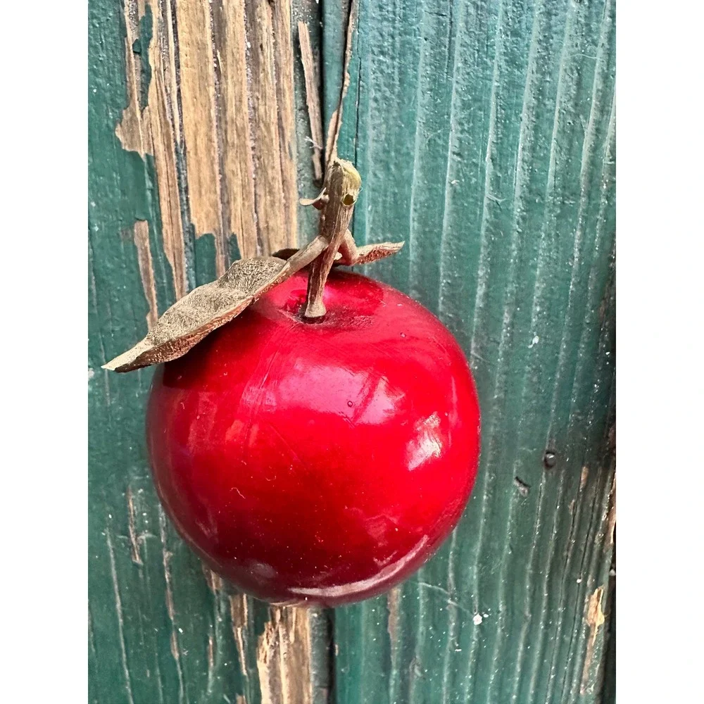 Vintage Marco Fruit Ornaments Set Red Apple Red Pear Gold Apple Hong Kong 3pc